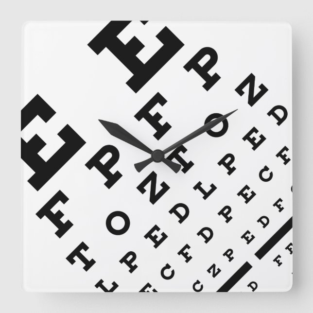 Optometrist Eyechart Clock (Front)