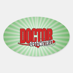 OPTOMETRIST LOGO DOCTOR BIG RED OVAL STICKER
