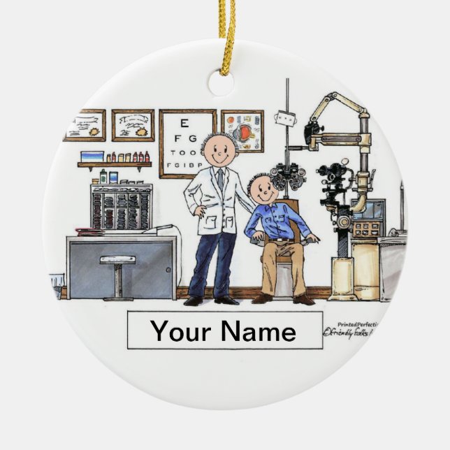 Optometrist - Male Ceramic Tree Decoration (Front)
