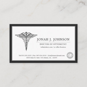 Optometrist   Minimalist Black Border Business Card