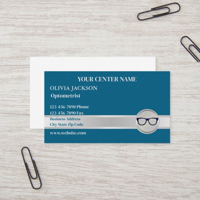 Optometrist Modern Eyewear Doctor Vision Care  Business Card (Front/Back In Situ)