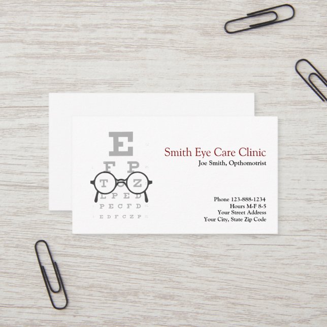 Optometrist Ophthalmologist Business Card (Front/Back In Situ)