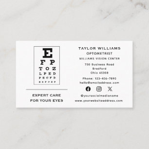 Optometrist Optician Ophthalmologist Social Media Business Card
