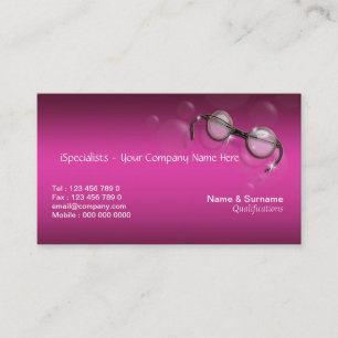 Optometrist optician pink stylish business card