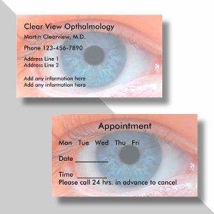 Optometrist or Ophthalmologist Appointment Business Card