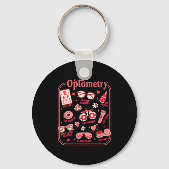 Optometrist valentines day optometry assistant key ring (Front)