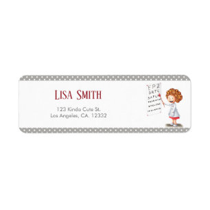 Optometrist woman illustrated return address return address label