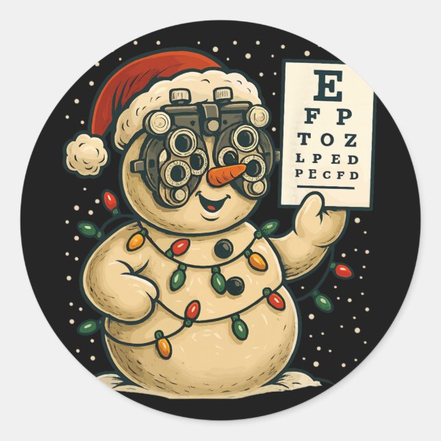 Optometry Christmas Ophthalmologist Funny Optician Classic Round Sticker (Front)