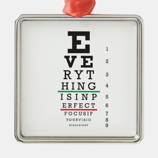 Optometry Eye Chart Illustration Metal Tree Decoration (Front)