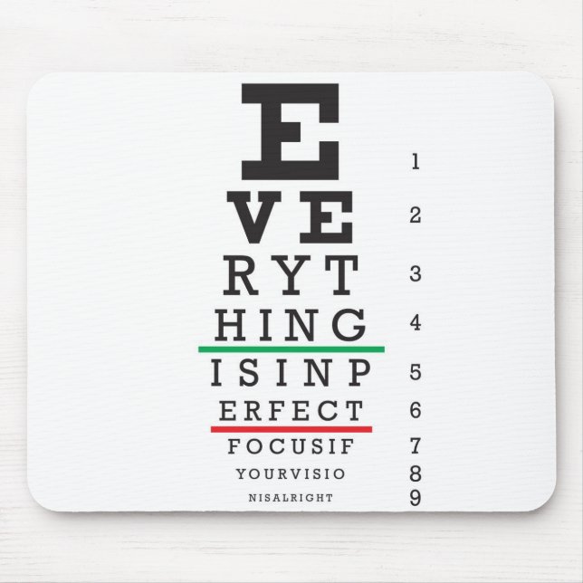 Optometry Eye Chart Illustration Mouse Pad (Front)
