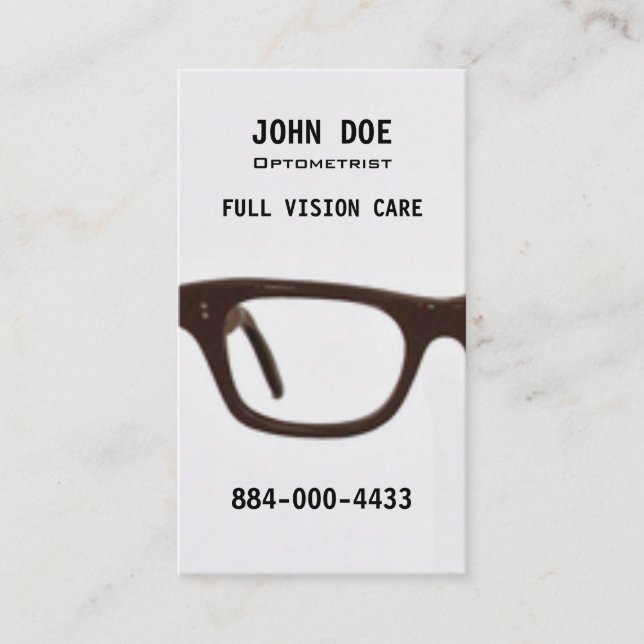 Optometry Eye Glasses Business Card (Front)