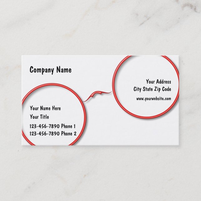 Optometry Eyeglasses Frame Design Business Card (Front)