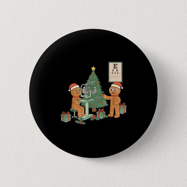 Optometry Gingerbread Christmas Optician Sight Squ 6 Cm Round Badge (Front)