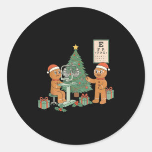 Optometry Gingerbread Christmas Optician Sight Squ Classic Round Sticker