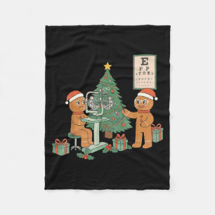 Optometry Gingerbread Christmas Optician Sight Squ Fleece Blanket