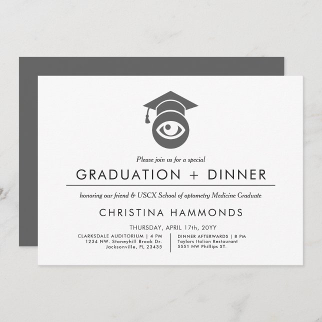 Optometry Graduation | Minimalist Invitation (Front/Back)
