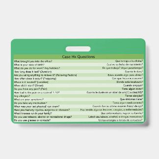 Optometry Medical Spanish Badges ID Badge