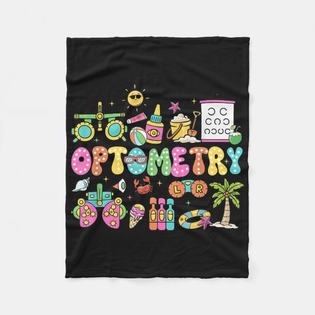 Optometry Summer Vibes Ophthalmology Tech Eye Doct Fleece Blanket (Front)