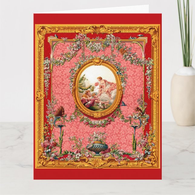 opulent 18th century baroque print happy family card (Front)