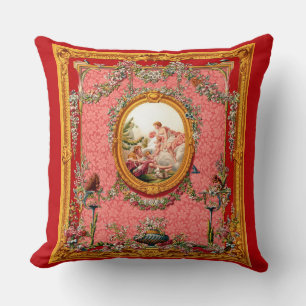 opulent 18th century baroque print happy family cushion