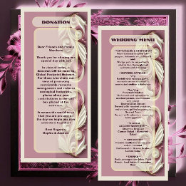 Opulent Baroque Tulip Ivory Swirl Mulberry Wedding Menu