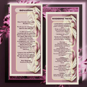 Opulent Baroque Tulip Ivory Swirl Mulberry Wedding Menu