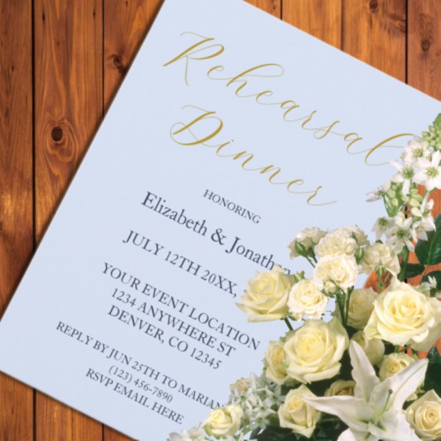 Opulent Blue Rehearsal Dinner Invitation (Creator Uploaded)