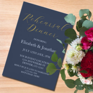 Opulent Blue Rehearsal Dinner Invitation
