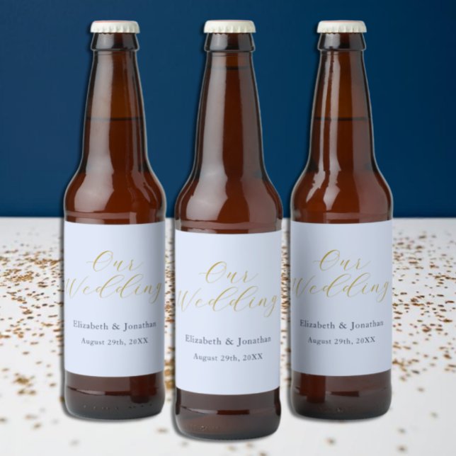 Opulent Blue Wedding Beer Bottle Label (Creator Uploaded)