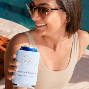 Opulent Blue Wedding Can Cooler