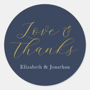 Opulent Blue Wedding Classic Round Sticker