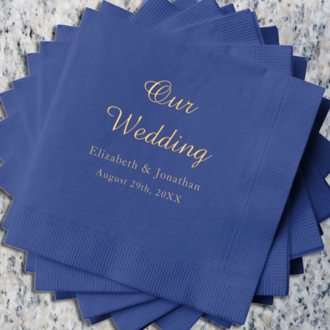 Opulent Blue Wedding Foil Napkins (Creator Uploaded)