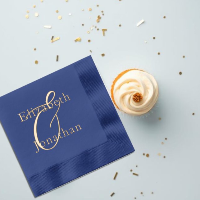Opulent Blue Wedding Foil Napkins (Creator Uploaded)