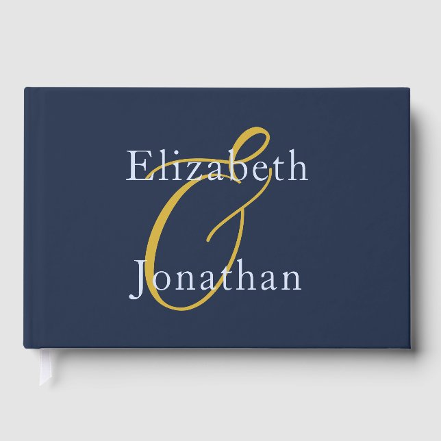 Opulent Blue Wedding Guest Book (Front)