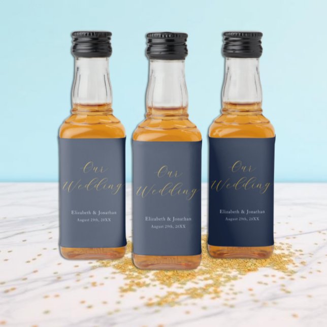 Opulent Blue Wedding Liquor Bottle Label (Creator Uploaded)