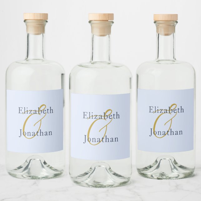 Opulent Blue Wedding Liquor Bottle Label (Bottles)