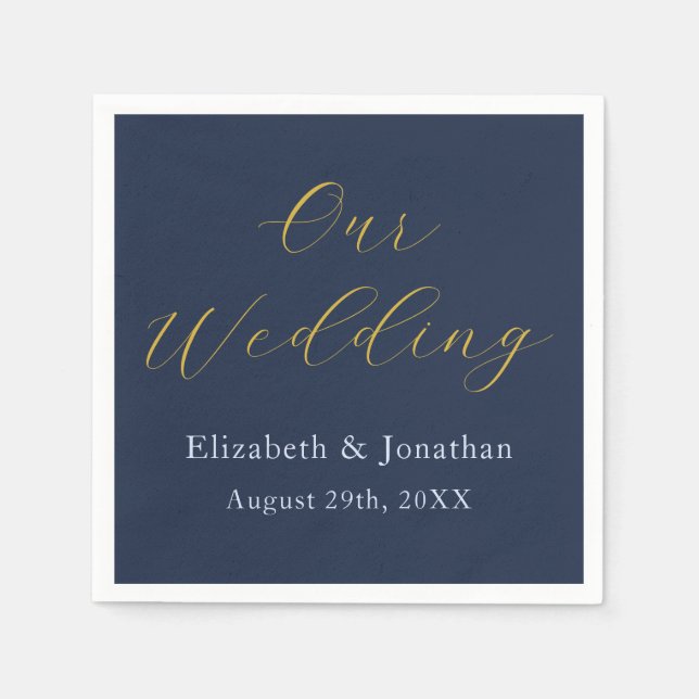 Opulent Blue Wedding Napkin (Front)