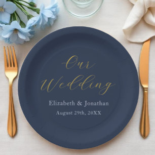 Opulent Blue Wedding Paper Plate
