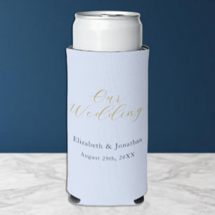 Opulent Blue Wedding Seltzer Can Cooler