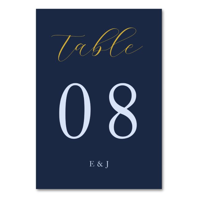 Opulent Blue Wedding Table Number (Front)