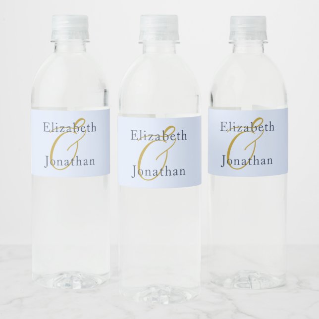 Opulent Blue Wedding Water Bottle Label (Bottles)