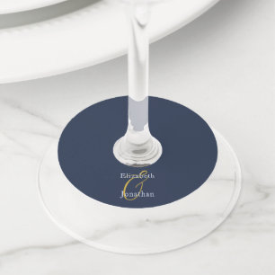 Opulent Blue Wedding Wine Glass Tag