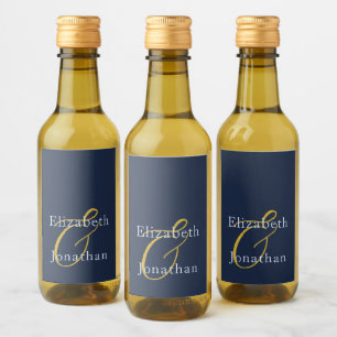Opulent Blue Wedding Wine Label