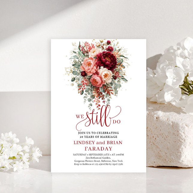 Opulent Deep Red Boho Vow Renewal Invitation (Opulent Deep Red Boho Vow Renewal Invitation

)