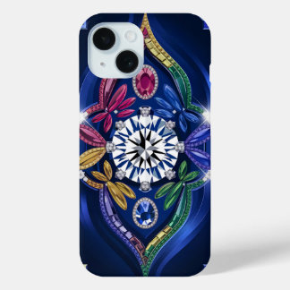 Opulent Elegance: Diamond & Gemstone Engraved iPhone 15 Case