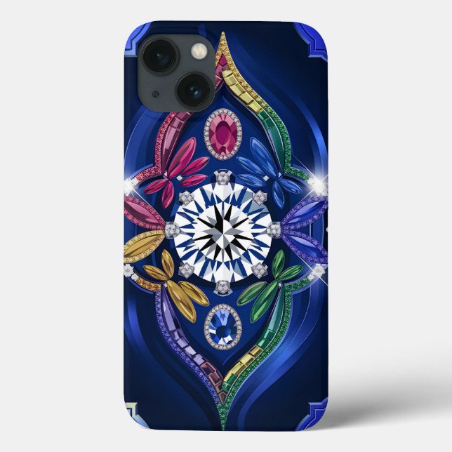 Opulent Elegance: Diamond & Gemstone Engraved  Case-Mate iPhone Case (Back)