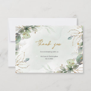 Opulent eucalyptus greenery and gold thank you card
