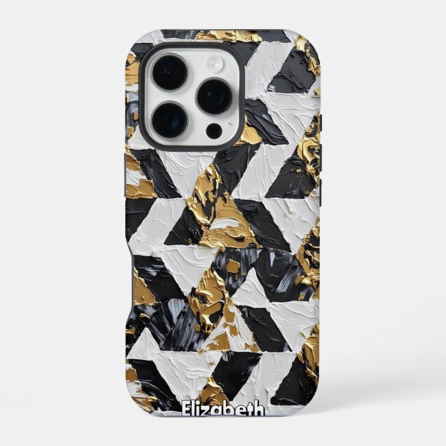 Opulent Facets: Textured Trio iPhone Case (Back)