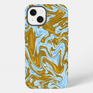 "Opulent Fusion: The Teal and Gold Marble" iPhone 13 Case