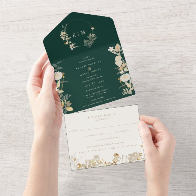 Opulent Gilded Garden Wedding All In One Invitation (Tearaway)
